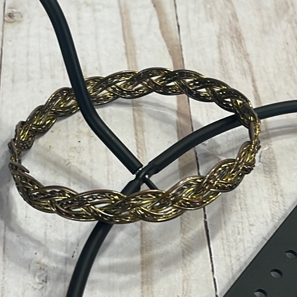Copper and Gold Toned Braided Bangle Bracelet - Picture 3 of 5